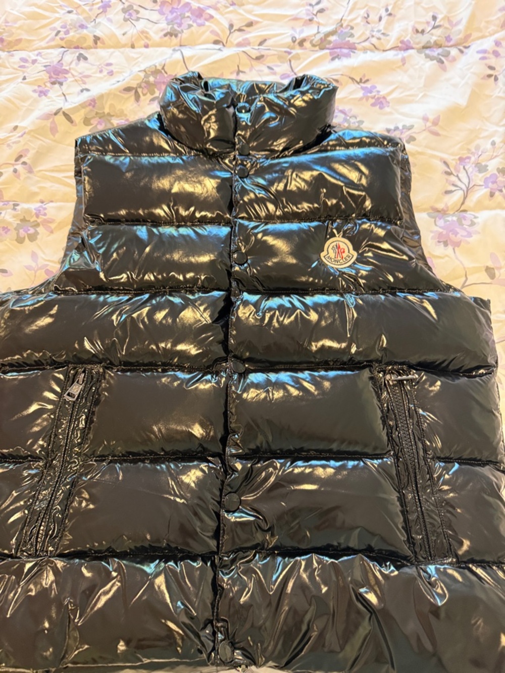 Moncler Glossy Black Quilted Puffer Vest